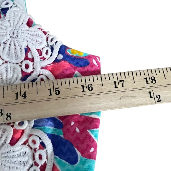 Lilly Pulitzer Aqua Trippin &‎ Sippin Shift Dress Lace Trim Size 6 - Picture 6 of 10